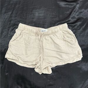 tan linen shorts
